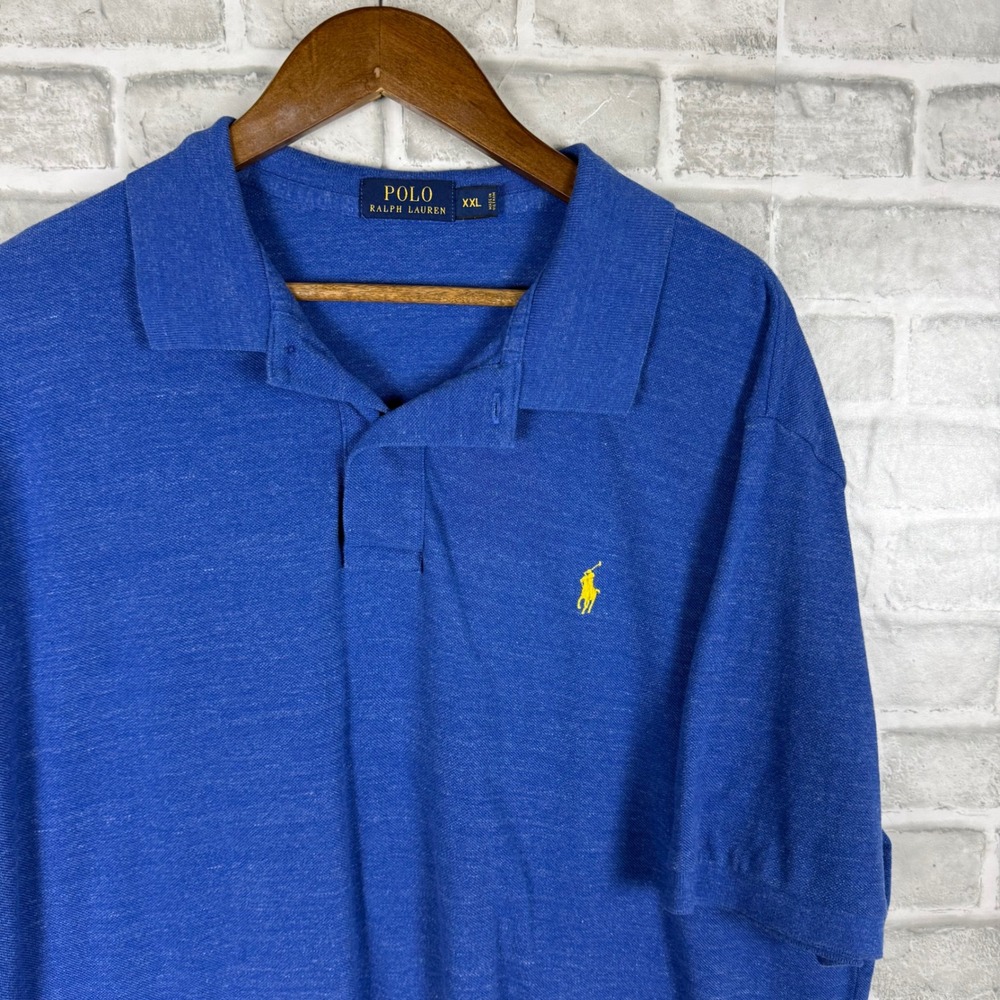 Polo Ralph Lauren Mens XXL Soft Blue Heather Short Sleeve Pony Logo Polo Shirt